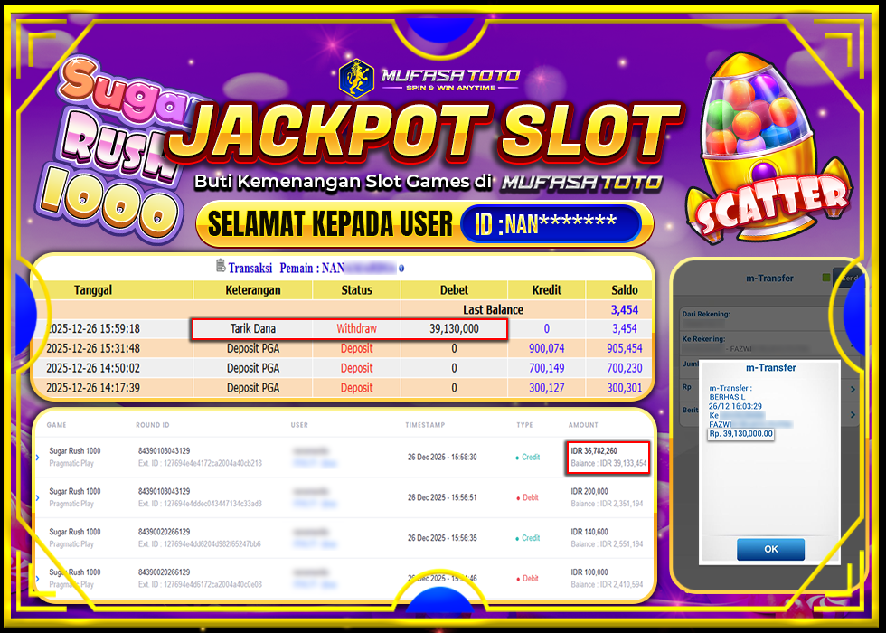 MUFASATOTO JACKPOT PRAGMATIC PLAY Rp.39.130.000|LUNAS